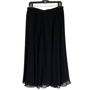 Adrianna Papell Womens Skirt 16 Black Sheer Over Slip Maxi Circle Flowy Dressy‎